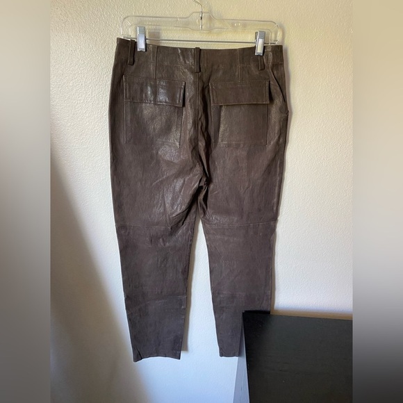 SPRWMN Women’s Leather straight-leg pants Brown Size S Button Fly Pants - Picture 4 of 10